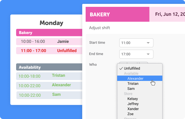 Bakery schedule
